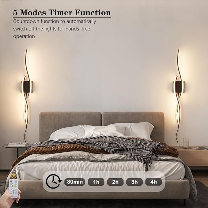 Plug in Wall Sconces Set of 2, Modern Plug in Sconce