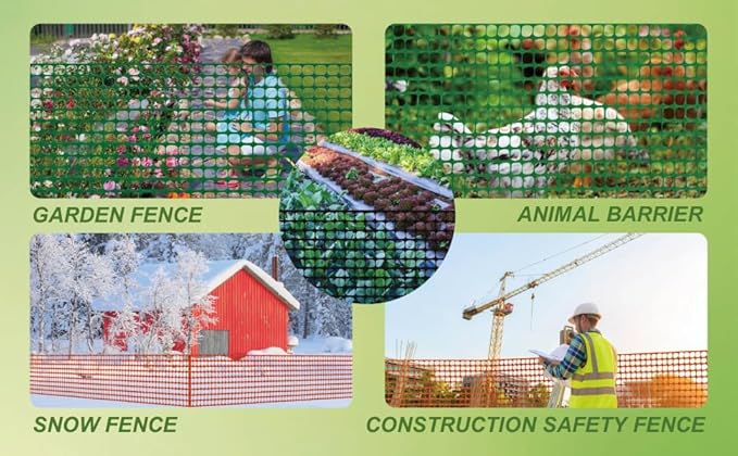 PotatoLife Plastic Mesh Fence Safety Fence, 4'x100' Roll with 100 Zip Ties, Resuable Temporary Netting for Garden Fencing, Construction, Snow Fencing, Animal Barrier, Poultry, Deer, Patio, Black