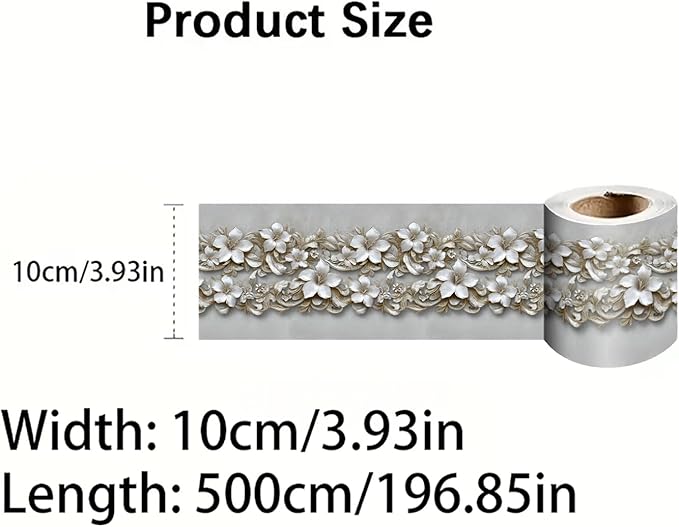 Beige Floral Wallpaper Border 196x4 Inch Peel and Stick Wall Border Removable