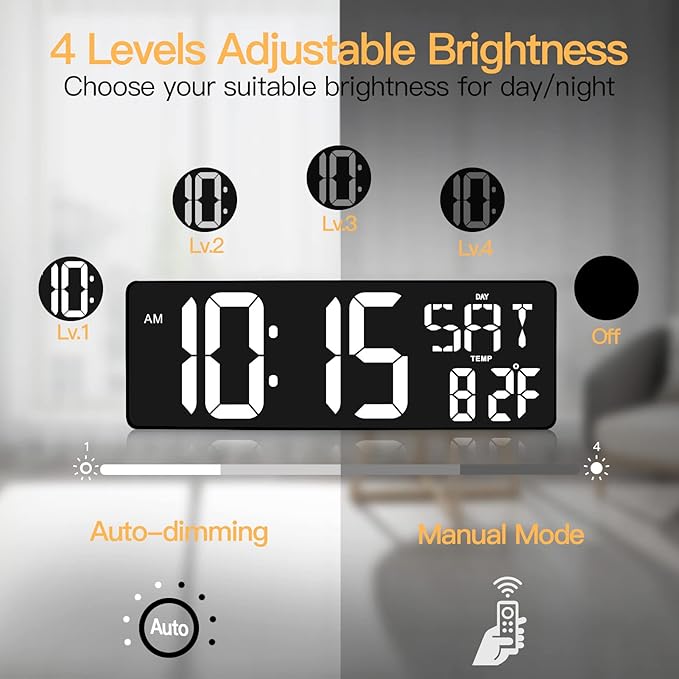 XREXS Large Digital Wall Clock