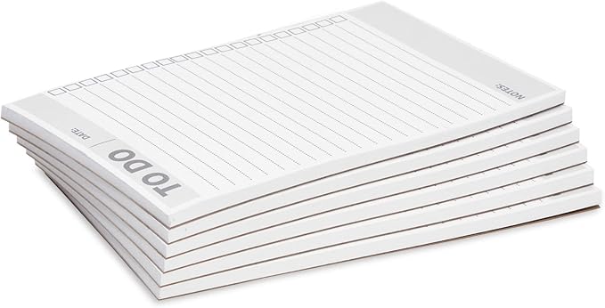 Paper Junkie To Do List Notepad - 8.5 x 5.5 in, White, 6-Pack - Office Desk Pad for Daily Reminder Checklist - Easy-Tear Sheets for Daily Task Planning