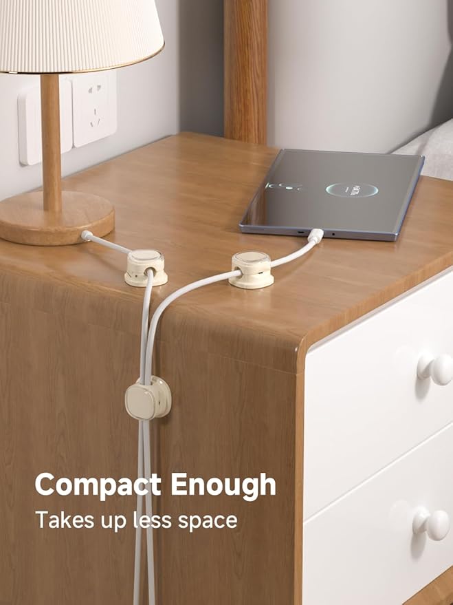 Magnetic Cable Clips, Adjustable Cord Holder Management, Adhesive Wire Keeper Organizer for Home Office Desk Phone PC Car Wall Desktop Nightstand Appliance (9-PCS Apricot)