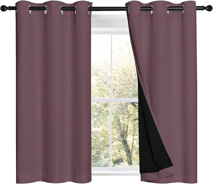 NICETOWN Dry Rose 100% Blackout Curtains 45 inches Long, 2 Thick Layers