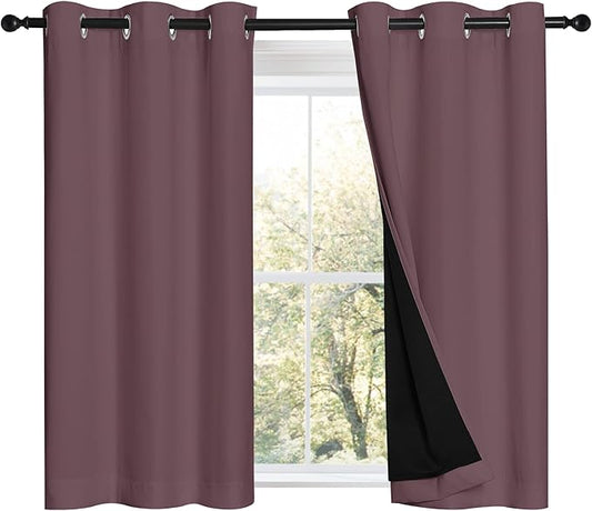 NICETOWN Dry Rose 100% Blackout Curtains 45 inches Long, 2 Thick Layers