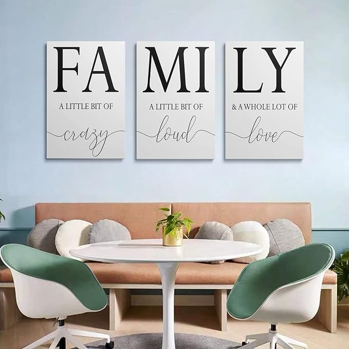 GUBIYU Home Family Wall Decor, Dining Room Kitchen Decor Set of 3 Inspirational