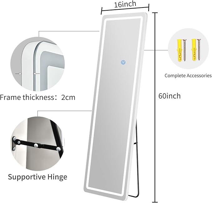 Full Length Mirror with LED Lights, LED Mirrors Full Length Floor Mirror Full