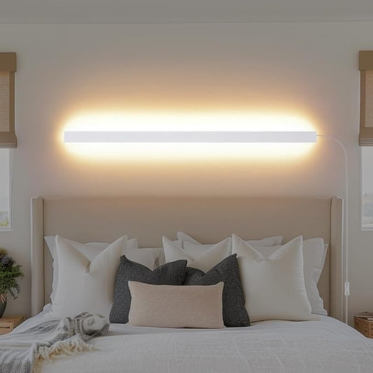 KELUOLY Modern Plug in Long Wall Sconce, 39.3" White Matte LED Wall Lights