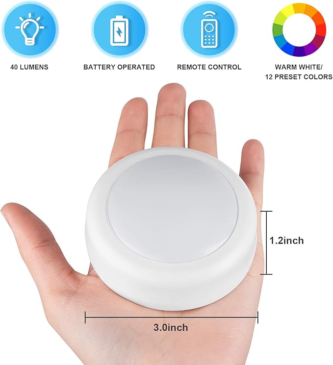 BLS LED Puck Lights with Remote Control, Wireless Under Cabinet & Closet