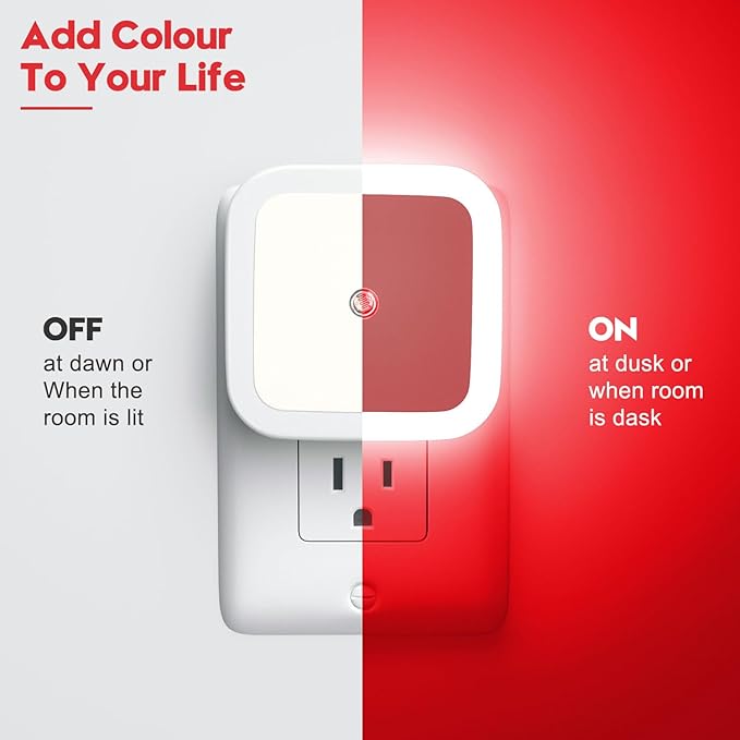Sujeet Red Night Light, Night Lights Plug into Wall 4-Pack, Nightlight Plug in