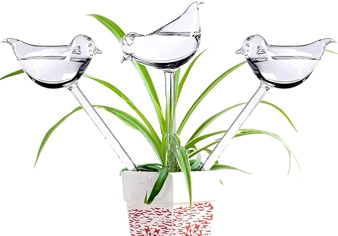 Glass Plant Watering Globes, Self Watering Globes Bird Shape, Self Watering Planter Insert, Plant Watering Devices, Automatic Plant Waterer Indoor, Watering Bulbs, 3 Pack
