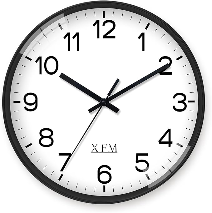 XFM Wall Clock 12 Inch Modern Small Wall Clocks Battery Operated Silent Non