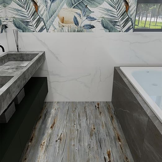 Wood Grain Peel and Stick Floor Tiles – 11.8” Width, Full Roll Length of 118" –