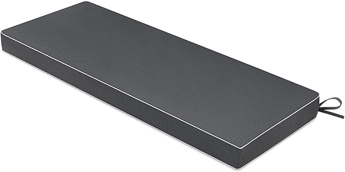 MIULEE Grey Outdoor Bench Cushion Set of 1, 48x18x3 Inch Waterproof Patio Seat Cushions for Swing and Outdoor Furniture Couch Sofa, 3 Year Color Fastness High Density Foam with Adjustable Ties