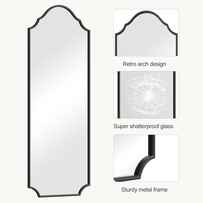 WallBeyond Arched Full Length Mirror Wall Mounted, Living Room, Hanging or