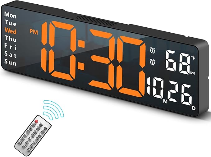 Abovsare Digital Wall Clock for Living Room Decor, Desk Alarm Clock for Bedroom