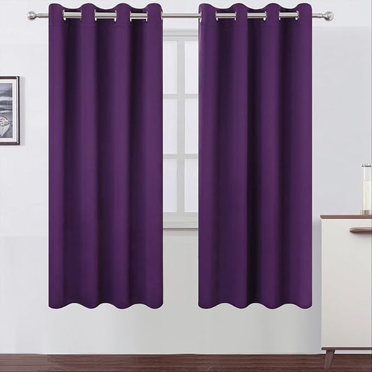 LEMOMO Blackout Curtains 66 x 72 Inch Long Purple Curtains Set of 2 Panels Room