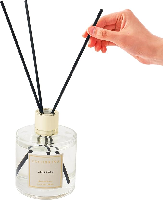 Cocorrina Reed Diffuser Set, Flower Reed Diffuser Clear Air 6.7 oz, Scented Diffuser with Sticks Home Fragrance Essential Oil for Bathroom Shelf Decor, Living Room, Large Room, 1pack