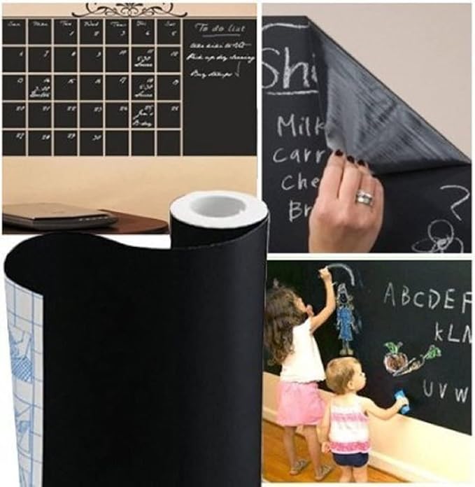 Chalkboard Contact Paper Wall Sticker 3 ft. x 6.6 ft. DIY Adhesive Blackboard
