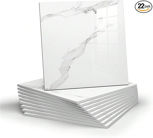 Chejiaye 22pcs Marble Peel and Stick Backsplash Waterproof Washroom Wall Panels