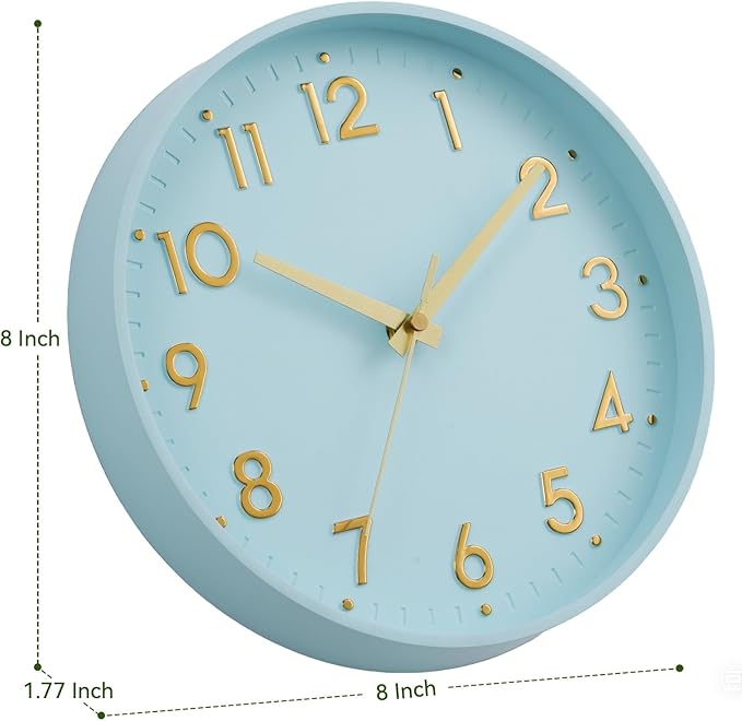 Mosewa Wall Clock 8 Inch, Wall Clocks Battery Operated Silent Non-Ticking