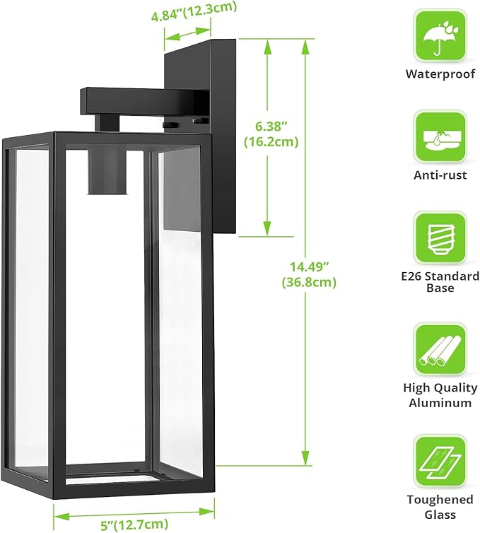 MAXvolador Outdoor Wall Sconce, Extra Large Exterior Waterproof Wall Lantern