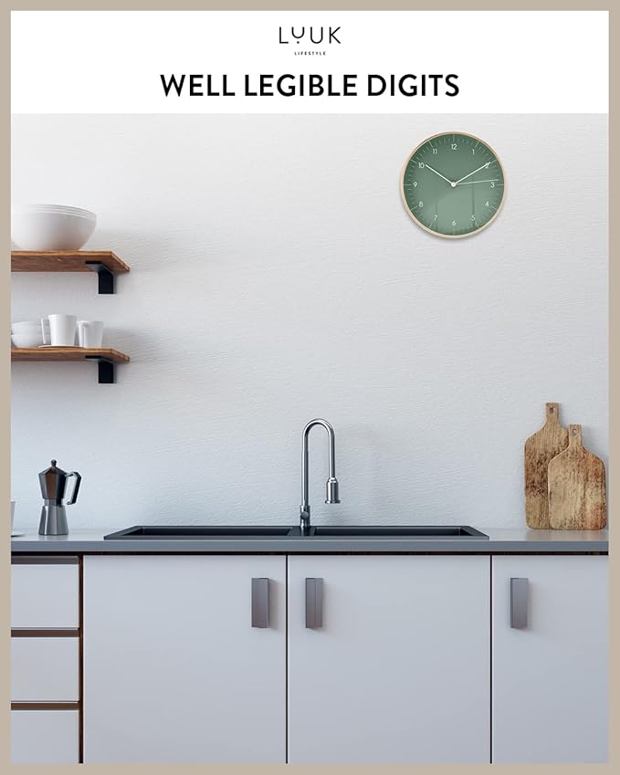 LUUK LIFESTYLE Wall Clock with Silent Movement, Without Ticking, Elegant and