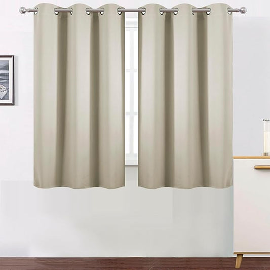 LEMOMO Light Beige Blackout Curtains 42 x 54 Inch Length Set of 2 Panels