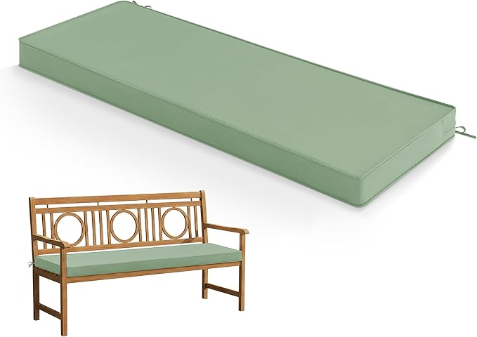 Outdoor Bench Cushion: Waterproof and Fade Resistant Patio Furniture Cushions - Non-slip Bench Pad Cushion with Removable Cover for Garden Swing Porch Sofa Settee, 48 x 18 x 3 Inch, Sage Green
