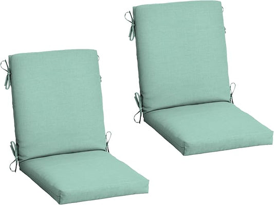 Arden 2-Pack Outdoor Patio Dining Chair Cushion, 20x44, Rain-Proof Seat Pad, Fade-Resistant Outdoor Cushion Aqua Leala