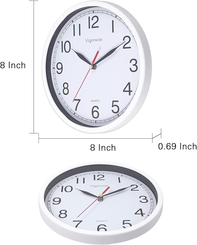 Wall Clock, 8 Inch Silent Sweep Movement Accurate Small Clocks Kitchen/Living