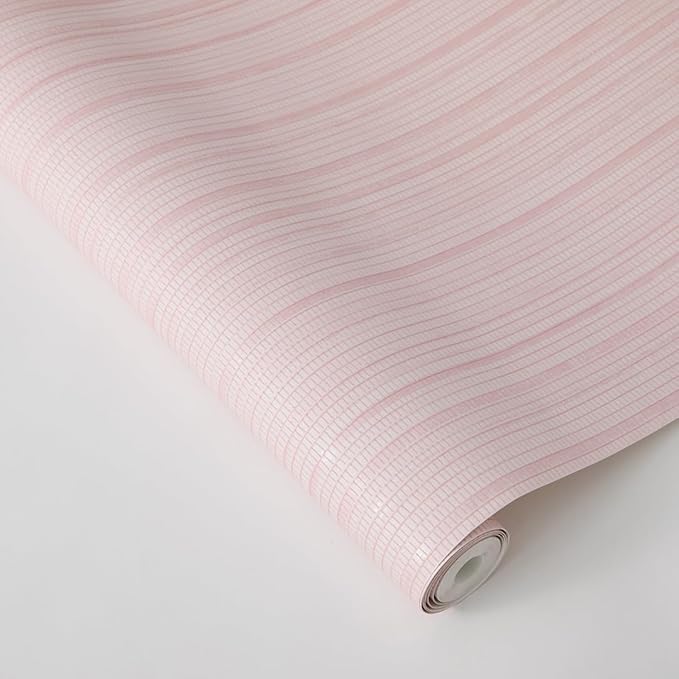 Tempaper Textured Metallic Pink Faux Grasscloth Removable Peel and Stick