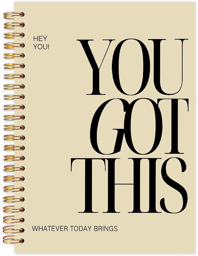 Yhtrg You Got This Inspirational Notebooks Journal, Brown Motivational Spiral Journal Notebook for Women, Brown Motivational Positive Notebooks for Office School Supplies, 5.5x8.3 Inch