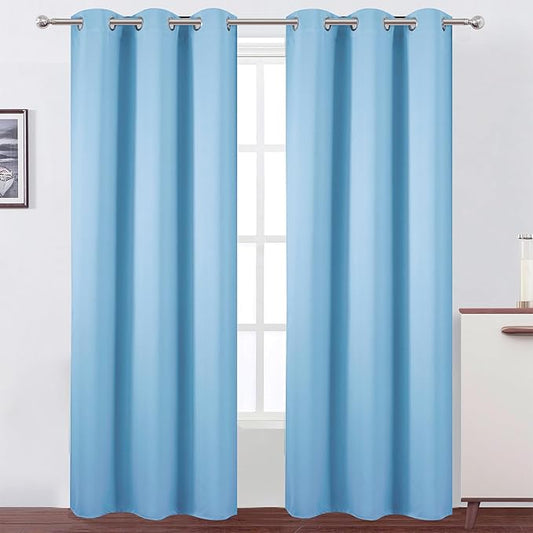 LEMOMO Sky Blue Thermal Blackout Curtains/42 x 84 Inch/Set of 2 Panels Room
