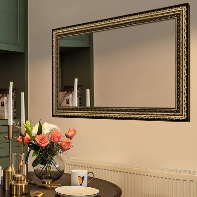 Black&Gold Framed Rectangle Bathroom Mirrors