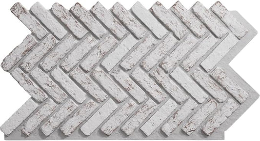 EverStone Herringbone Faux Brick Panel, 46 1/2"W x 25 1/4"H x 1"D, Rustic White