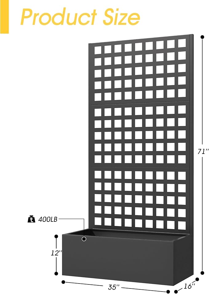 Metal Planter Box with Trellis, Planter Box Trellis with Privacy Screen and