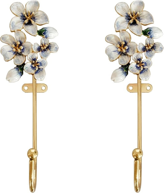 2 Pack Decorative Wall Hooks, Vintage Flower Shaped Metal Wall Hook