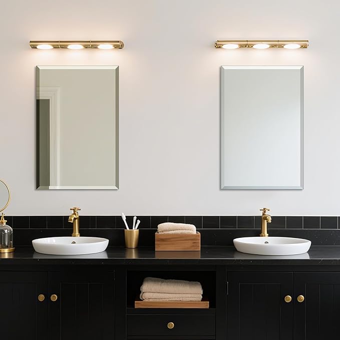 Beveled Bathroom Mirror for Wall, Rectangle Frameless Wall Mirror 24" x 16"