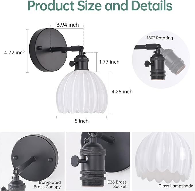 Shenmoyl Vintage Battery Operated Wall Sconce