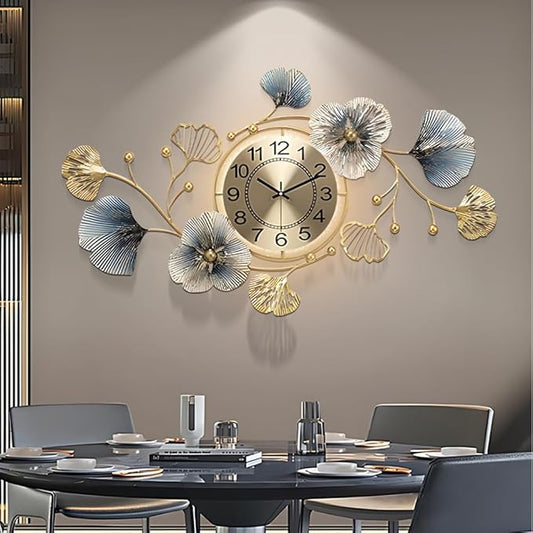 Large Metal Wall Clocks with Led Light, Silent Creative Decorative Clock