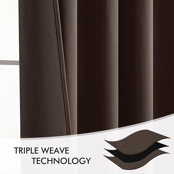 MIULEE Chocolate Brown Back Tab Blackout Curtains 72 Inches Long 2 Panels Set