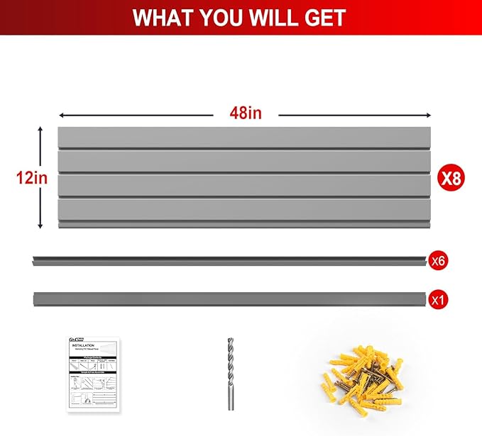 4 x 8 FT Slatwall Panel Garage Wall Organizer, Heavy Duty Slat Wall Paneling