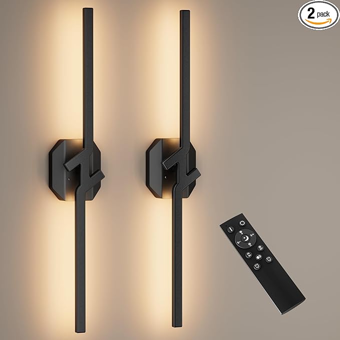 Battery Operated Wall Sconce Set of Two, USB Rechargeable Wall Sconce