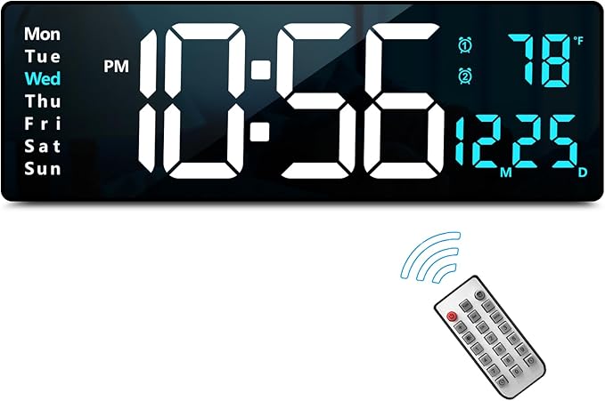Abovsare 16.2 Inch Large Display Wall Clocks, LED Digital Clock
