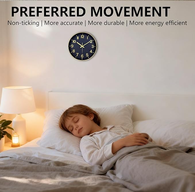 Modern Wall Clock, 10 Inch Digital Wall Clocks Battery Operated, Round Non