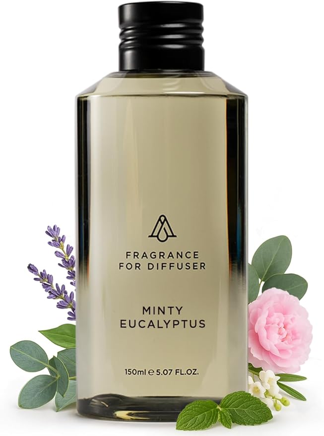 AromaPlan Hotel Scents Minty Eucalyptus 5 Fl Oz (148ml), Home Luxury Aroma & Hotel Fragrance Diffuser Oil- Hotel Diffuser Oil for Aromatherapy- USA Made, Bigger Bottle, Bolder Aroma & Longer Lasting