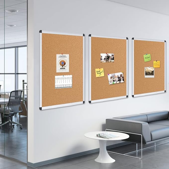 VIZ-PRO Cork Notice Board, 24 X 18 Inches, 3 Pack