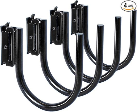 4-Pack 4" E Track J Hooks, Heavy Duty Black Steel Hanger 1,400lbs Break Strength E-Track Tie Down Accessories for Box Truck, Enclosed Trailer, Garage, Vans, Warehouse, Workshop