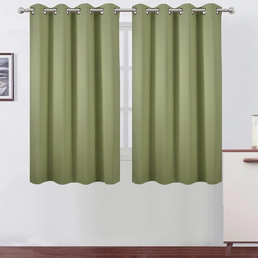 LEMOMO Sage Green Thermal Blackout Curtains/52 x 54 Inch/Set of 2 Panels Room
