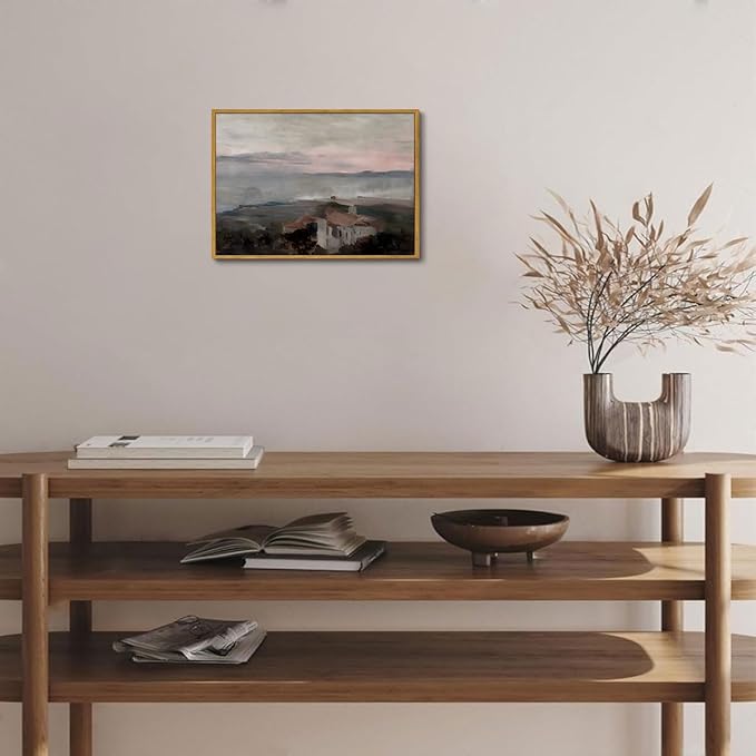 OIQArtOIQ Vintage Landscape Canvas Wall Art Framed Natural Scenery Painting